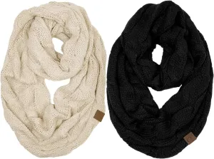 Funky Junque Infinity Scarf Women Winter Cable Knit Circle Wrap - Mother's Day Gift