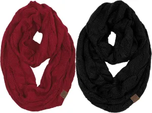 Funky Junque Infinity Scarf Women Winter Cable Knit Circle Wrap - Mother's Day Gift