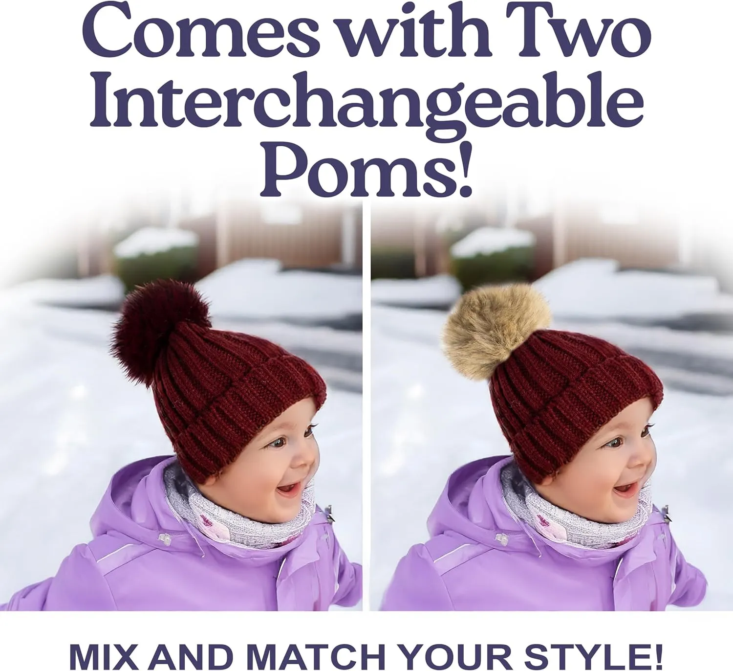 Funky Junque Newborn Cozy Knit Beanie Hat with Removable Pom - Baby Winter Essential - Solid Colors, Value Packs