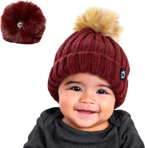 Funky Junque Newborn Cozy Knit Beanie Hat with Removable Pom - Baby Winter Essential - Solid Colors, Value Packs