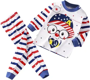 Girls Boys Toddler Soft Pajamas Toddler Cartoon Prints Long Sleeve Kid Sleepwear Sets boy s