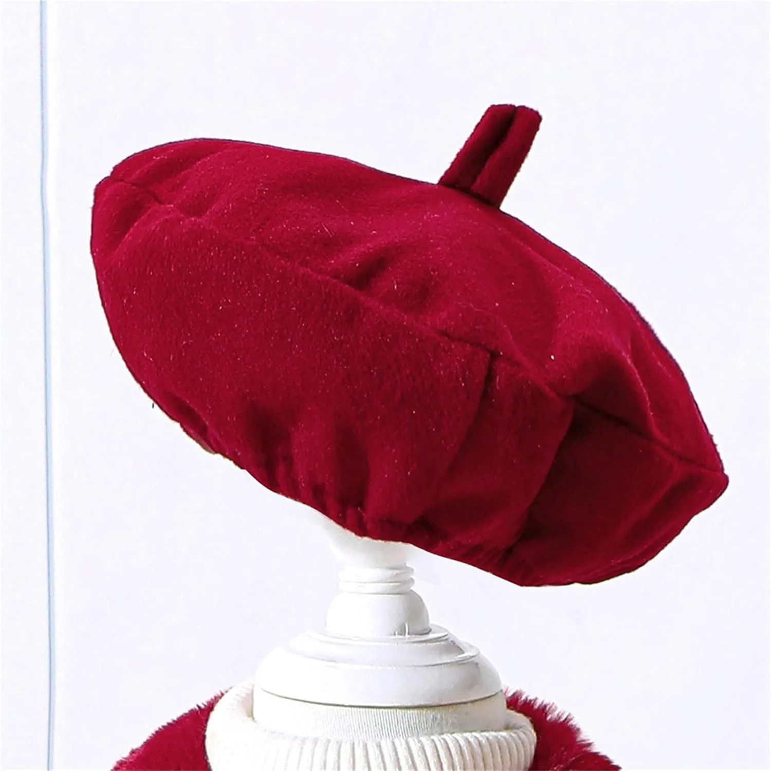 Girls Christmas Woolen Jacket & Beret Solid Fleece Lined Long Sleeve Long Coat Outerwear & Hat Sets Fall WInter