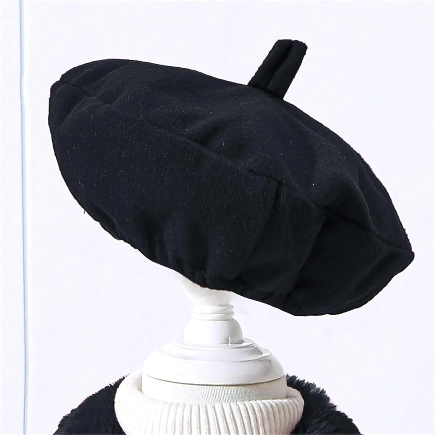 Girls Christmas Woolen Jacket & Beret Solid Fleece Lined Long Sleeve Long Coat Outerwear & Hat Sets Fall WInter