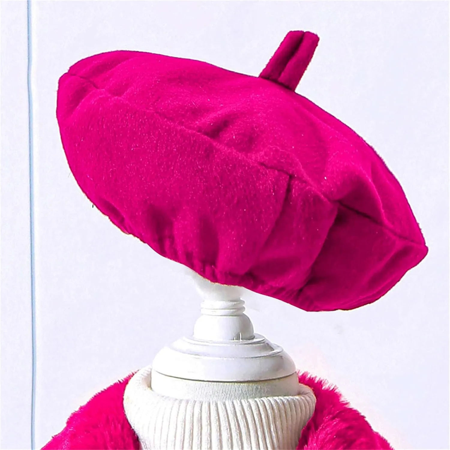 Girls Christmas Woolen Jacket & Beret Solid Fleece Lined Long Sleeve Long Coat Outerwear & Hat Sets Fall WInter
