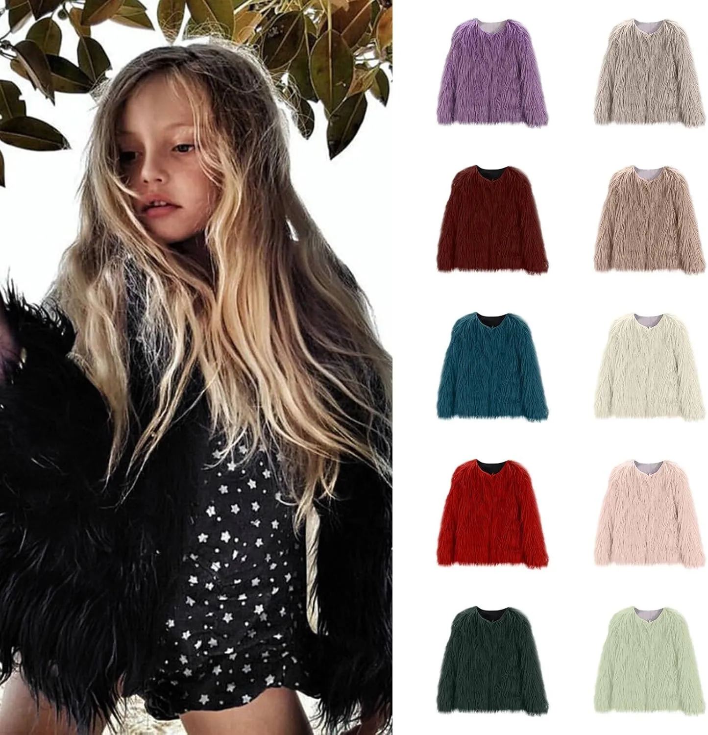 Girls Faux Fu Jacket Furry Coat Kids Dress Coat Elegant Princess Coat Trendy Fu Cardigan Toddler Girls Winter Us