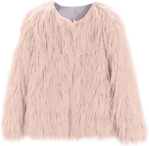 Girls Faux Fu Jacket Furry Coat Kids Dress Coat Elegant Princess Coat Trendy Fu Cardigan Toddler Girls Winter Us