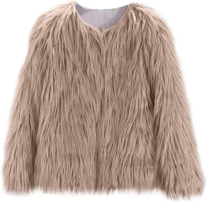Girls Faux Fu Jacket Furry Coat Kids Dress Coat Elegant Princess Coat Trendy Fu Cardigan Toddler Girls Winter Us