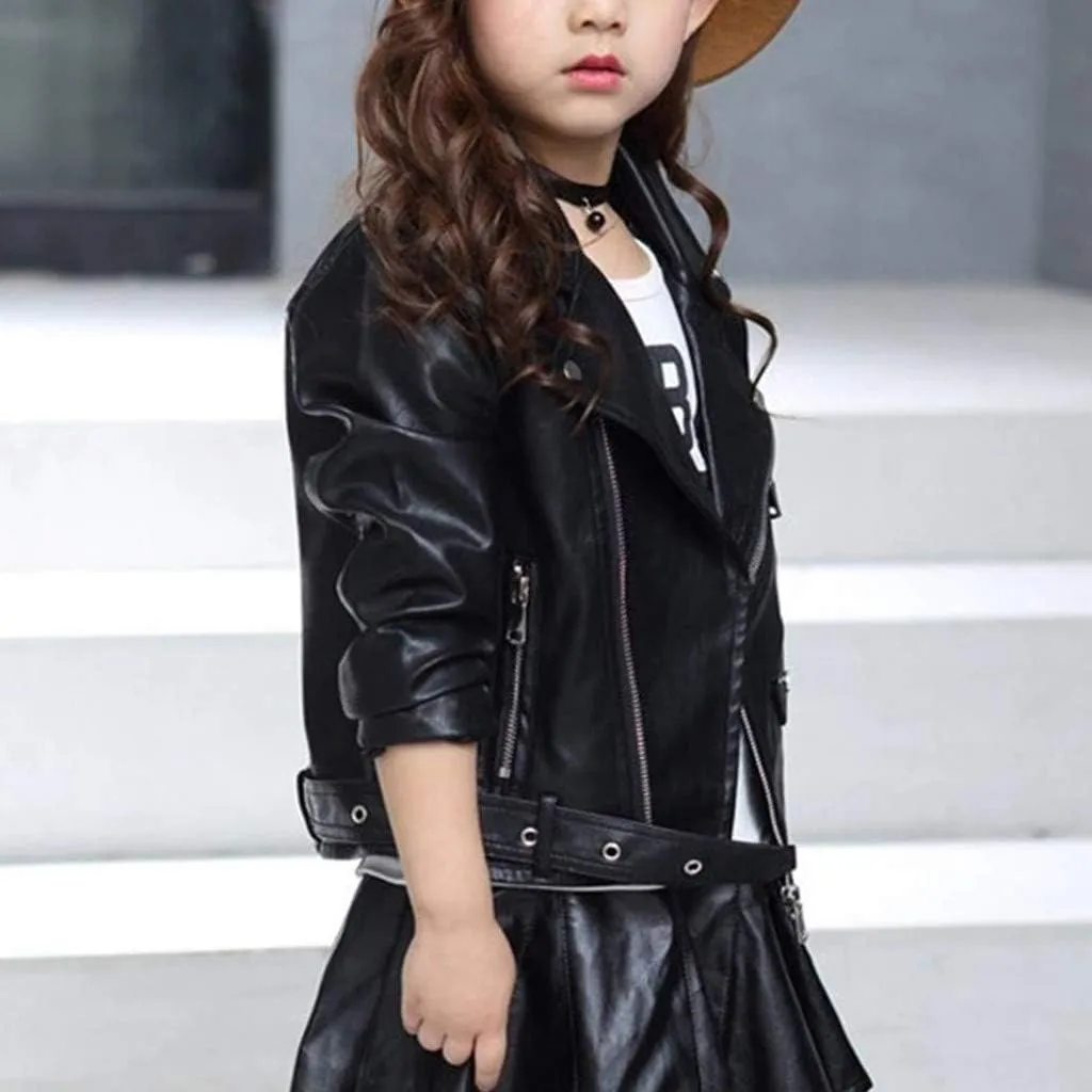 Girls Faux Leather Jacket for Kids Motorcycle Biker Leather Jackets Children PU omber Jacket Girls aterproof Old
