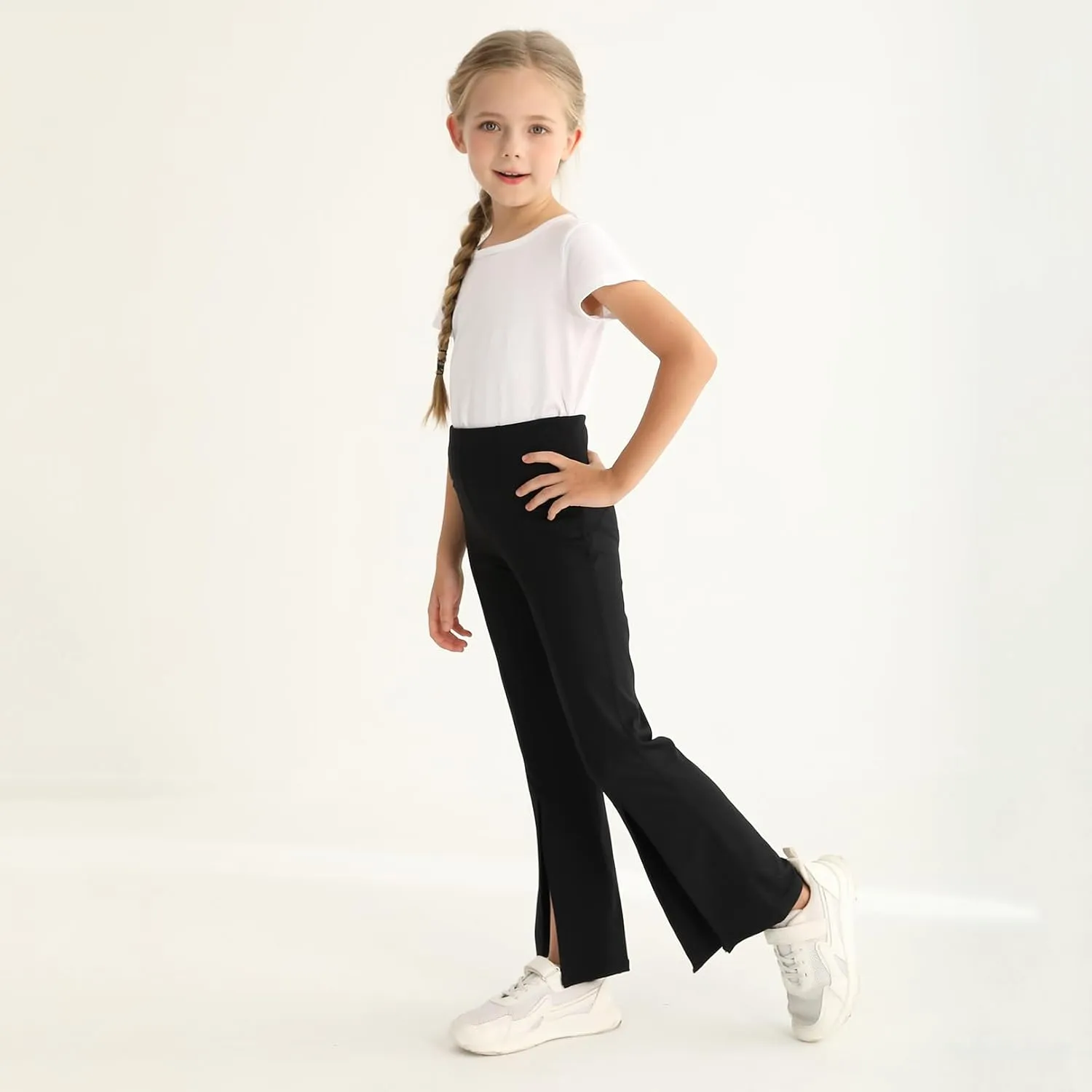 Girls Flare Leggings High Waisted Bootcut Yoga Pants Workout Stretch Bell Bottoms