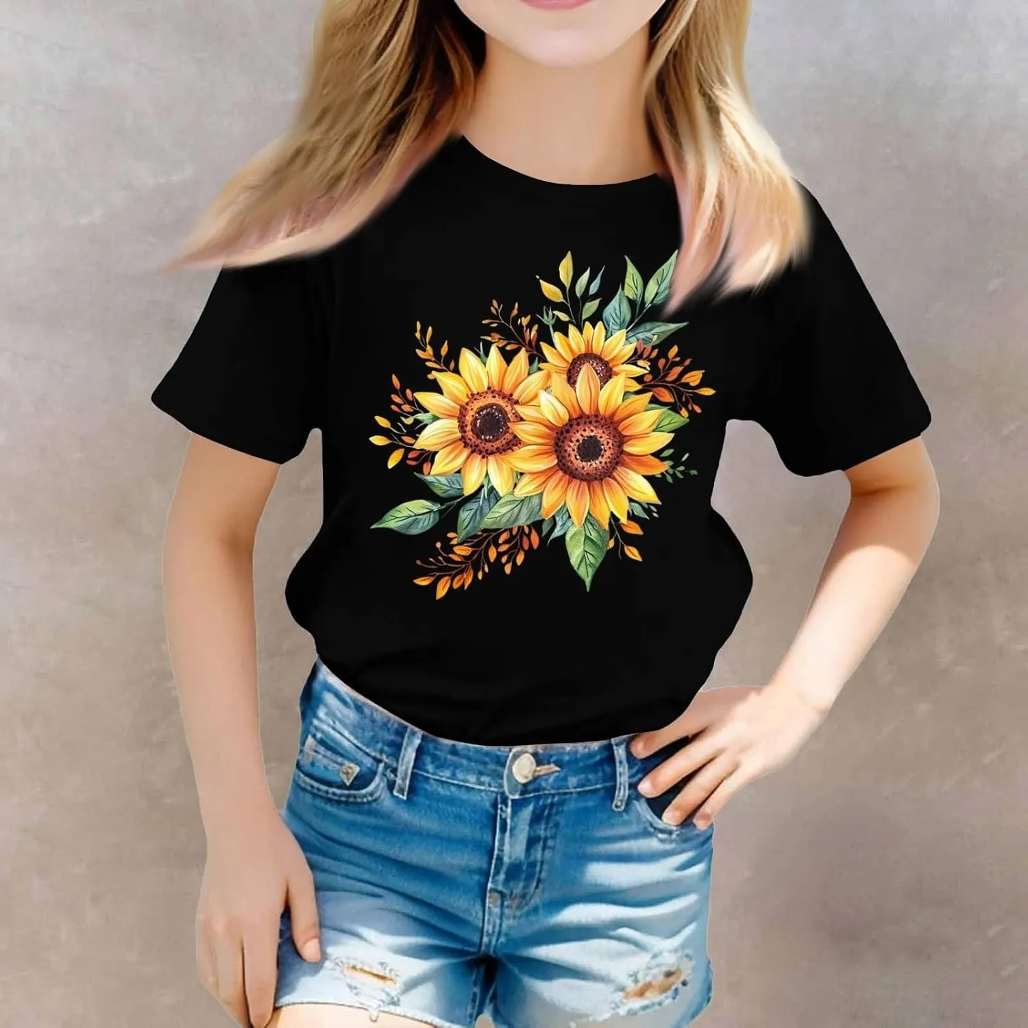 Girls Graphic Tees Oversized T Shirts Teen Boho Floral Short Sleeve Crewneck Tunic Tops Casual Loose Fit 313 Years