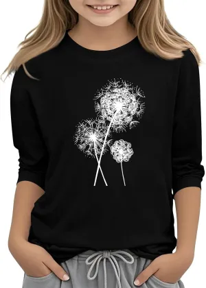 Girls Graphic Tees Short Sleeve Crewneck T Shirts Tween Basic Cotton Tops Blouse Casual Kids Preppy Soft Boy Clothes