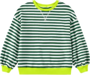 Girls Striped Pullover Toddler Girl Cotton Long Sleeve Oversized Sweatshirt Color Block Fall Winter Clothes Tops