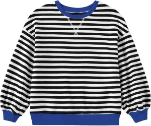 Girls Striped Pullover Toddler Girl Cotton Long Sleeve Oversized Sweatshirt Color Block Fall Winter Clothes Tops