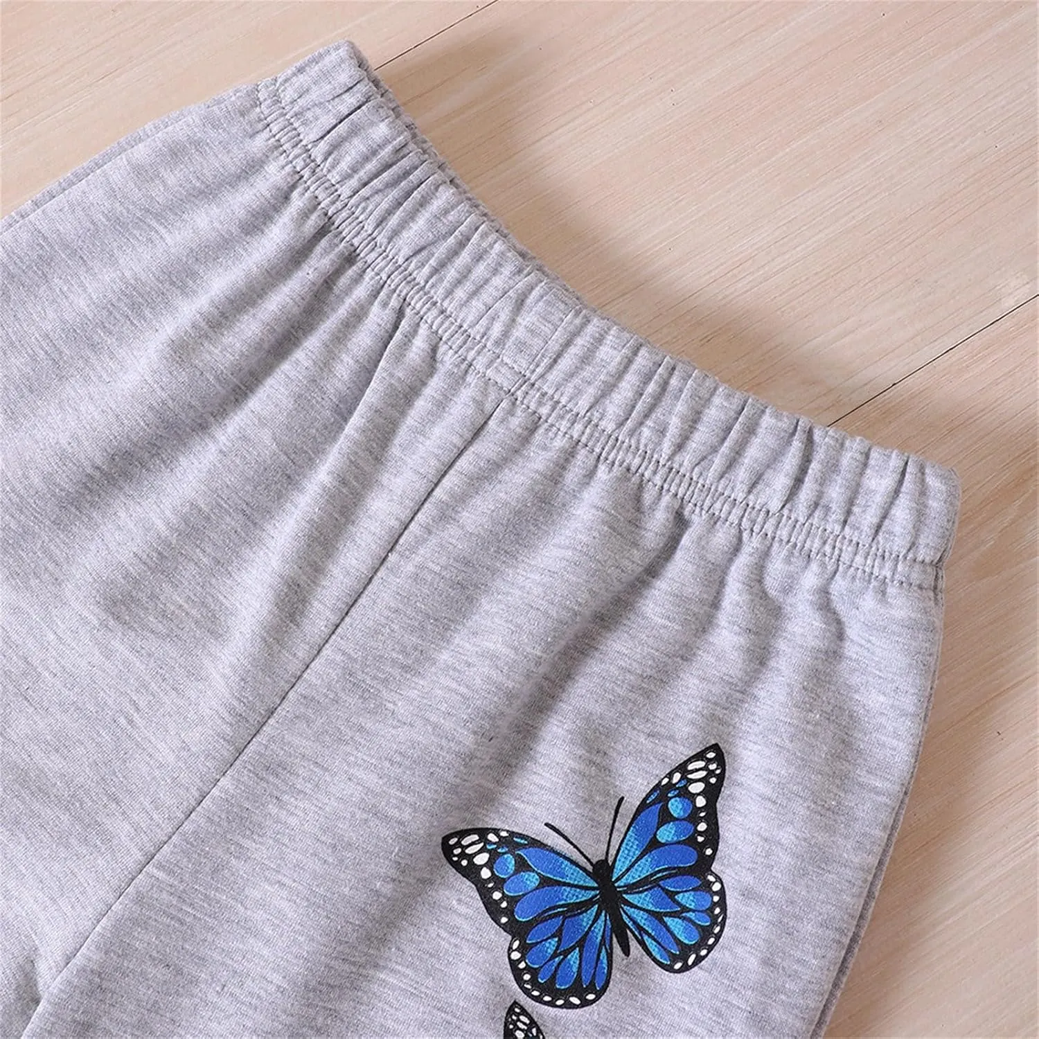 Girls Tracksuit Athletic Sweatsuits Butterfly Print Hoodies Cropped Sweatshirts and Jogger Sweatpants Clothing Sets