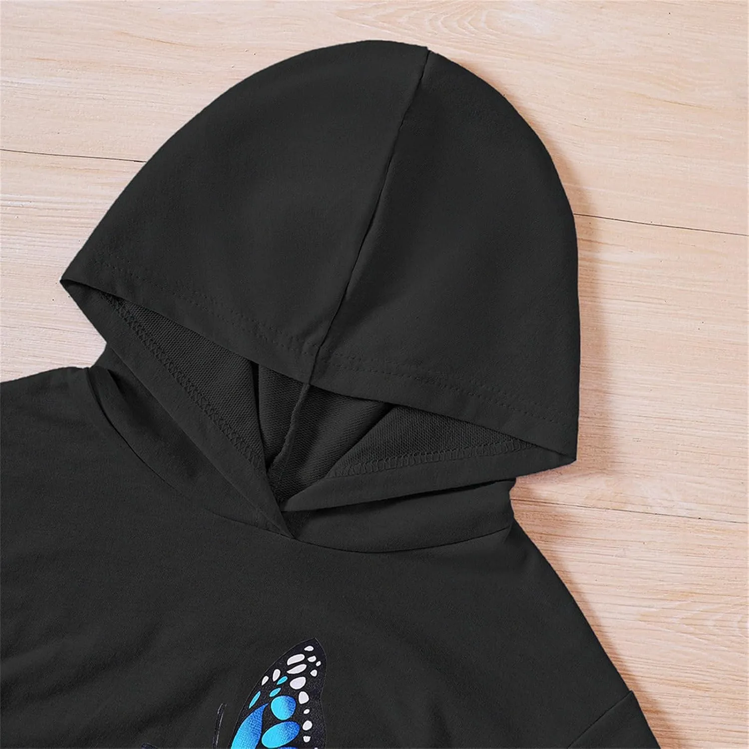 Girls Tracksuit Athletic Sweatsuits Butterfly Print Hoodies Cropped Sweatshirts and Jogger Sweatpants Clothing Sets