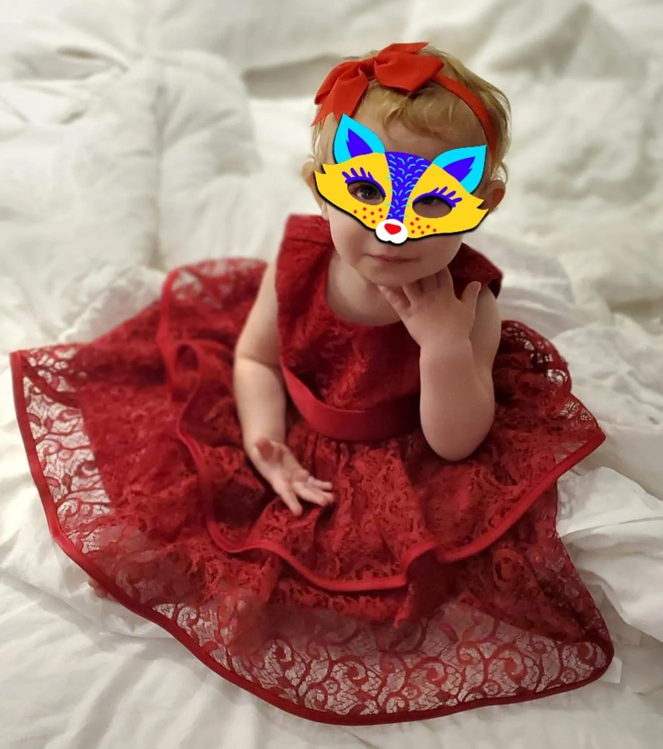 Glamulice Baby Girls Infant Lace Party Dresses Princess Wedding Birthday Formal Dress for Toddler