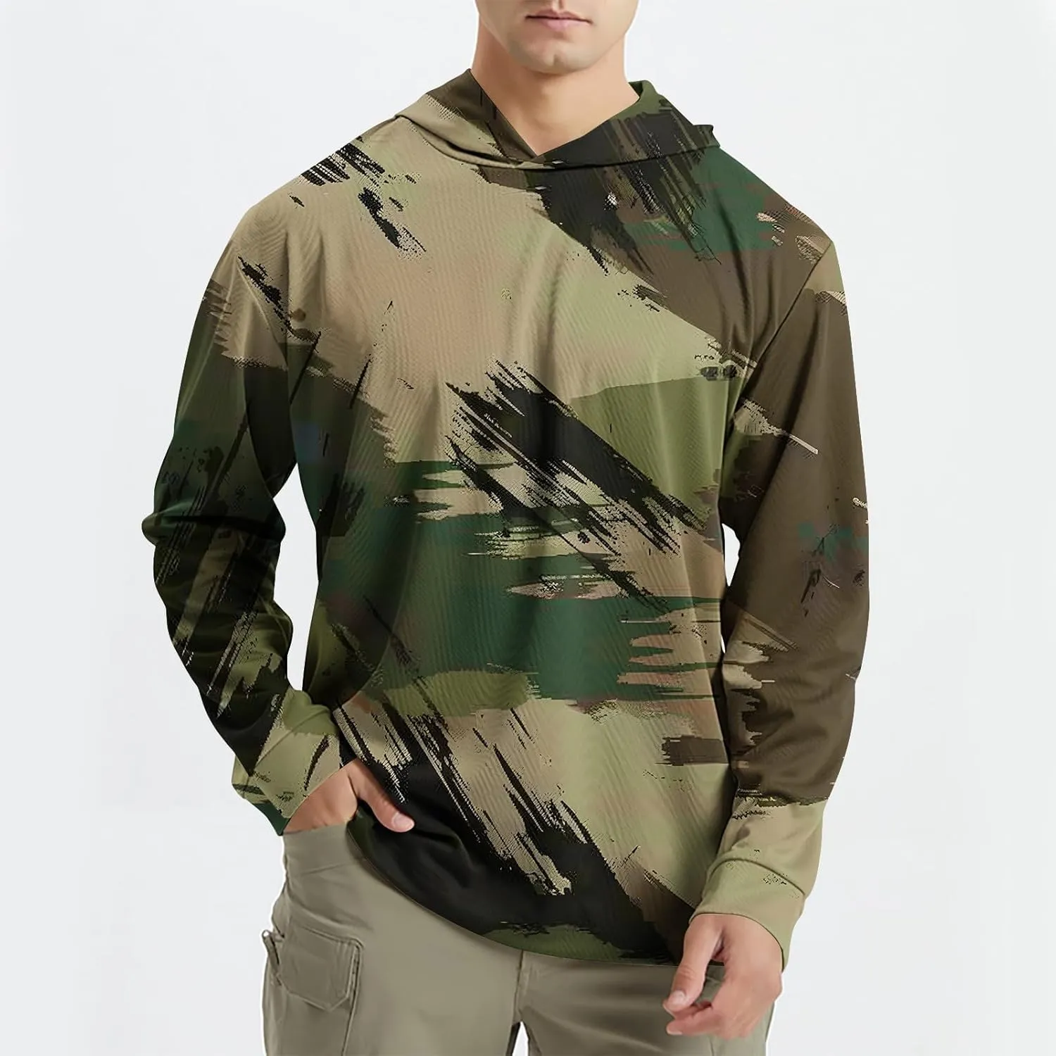 Hoodies for Men Quick Dry UPF 50  UV Sun Protection Shirts Camo Outdoor Long Sleeve Shirts SPF Rash Guard Fishing Shirt