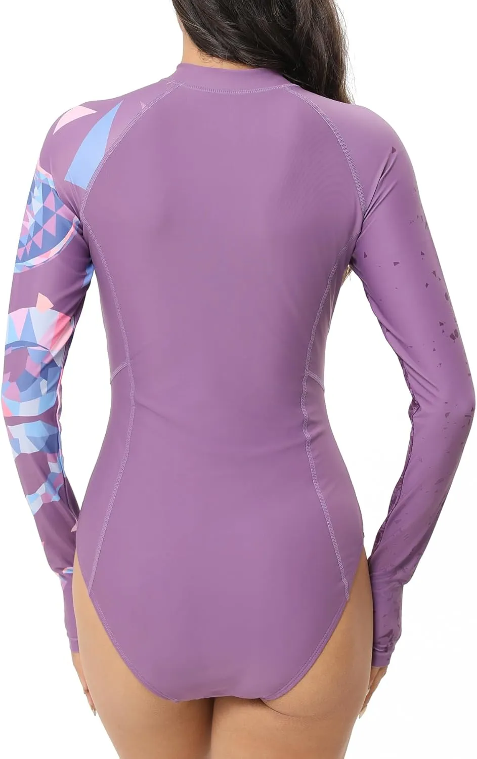 HUGE SPORTS Women's One Piece Swimsuits Long Sleeve Rash Guard Shirts Swim Bathing Suit with Padding