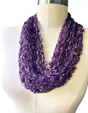 Infinity Scarf, Necklace Scarf Infinity Scarf, Loop Scarf Light Weight Scarf, Eggplant Purple Scarf, Cowl, Fiber Jewelry Single Loop Fashion accessory Made in the USA