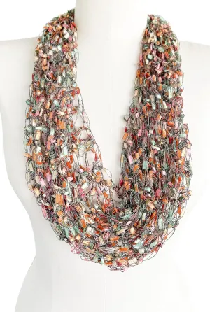 Infinity Scarf, Pink, Orange, Green Scarf, Handmade Necklace Scarf Infinity Scarf, Loop Scarf Light Weight Scarf, Scarf, Cowl, Fiber Jewelry Single Loop Fashion accessory Made in the USA