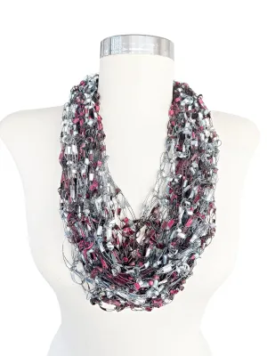 Infinity Scarf, Red, Black and White Scarf, Handmade Necklace Scarf Infinity Scarf, Loop Scarf Light Weight Scarf, Scarf, Cowl, Fiber Jewelry Single Loop Fashion accessory Made in the USA