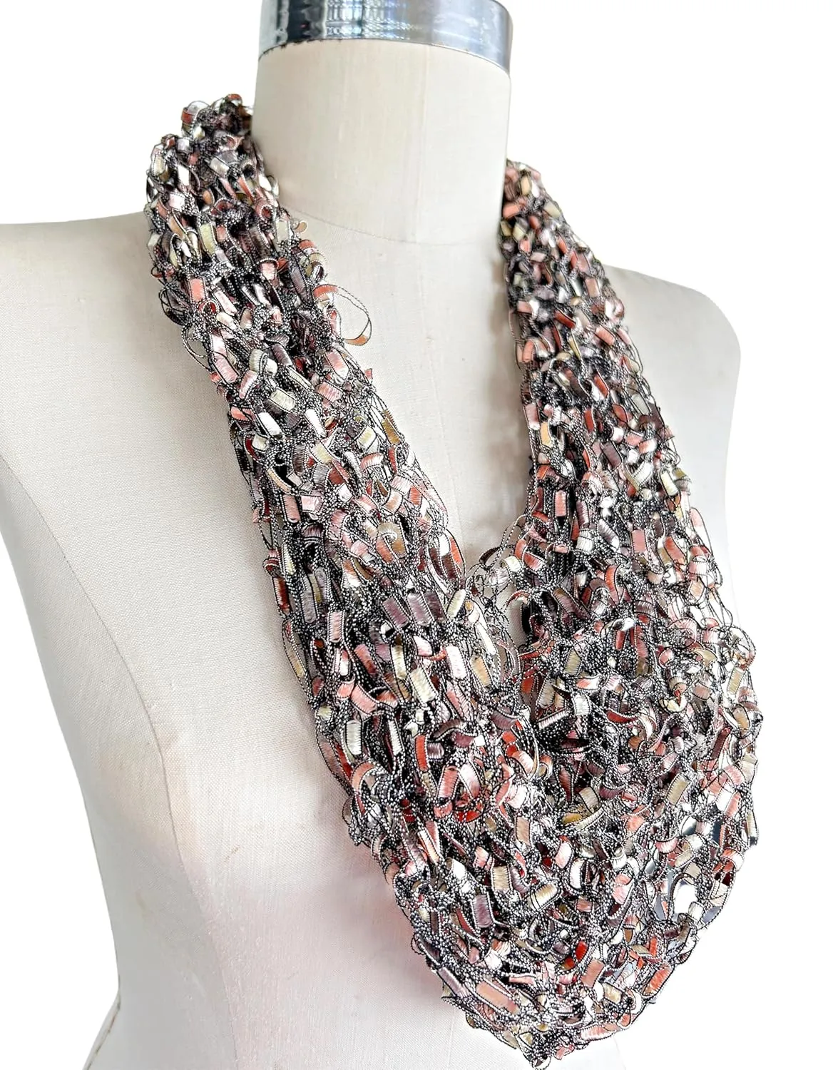 Infinity Scarf, Soft Peach, Yellow, Champagne Handmade Necklace Scarf Infinity Scarf, Loop Scarf Light Weight Scarf, Scarf, Cowl, Fiber Jewelry Single Loop Fashion accessory Made in the USA