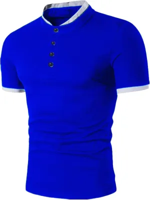 JEShifangjiusu Men's Short Sleeve Cotton Shirt Summer Casual Regular Fit Polo Shirt Contrast Color Collar Fashion T-Shirts
