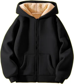 KAGAYD Kids Zip Up Hoodie Boys Girls Zipper Solid Color Hooded Sweatshirt with Pockets Toddler Fall Winter