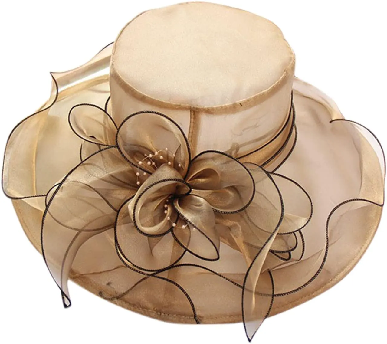 Kentucky 2025 Derby Hats for Women Ladies Organza Fascinator Tea Party Bridal Church Hat Casual Wide Brim Beach Sun Hat