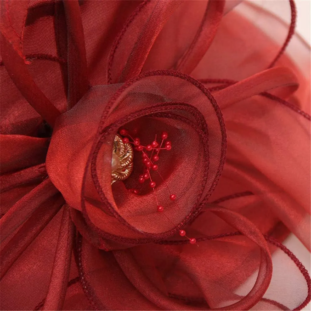 Kentucky Hat Derby Hats for Women Organza Church Fascinator Wedding Tea Party Bridal Hat Trendy Flower Wide Brim Sun Hats