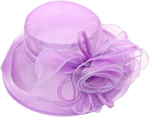 Kentucky Hat Derby Hats for Women Organza Church Fascinator Wedding Tea Party Bridal Hat Trendy Flower Wide Brim Sun Hats