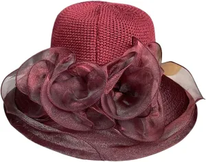 Kentucky Organza Hat for Women Church Hats Wide Brim Beach Fascinator Summer Tea Party Dress Hat