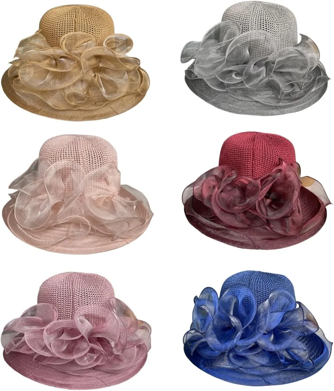 Kentucky Organza Hat for Women Church Hats Wide Brim Beach Fascinator Summer Tea Party Dress Hat