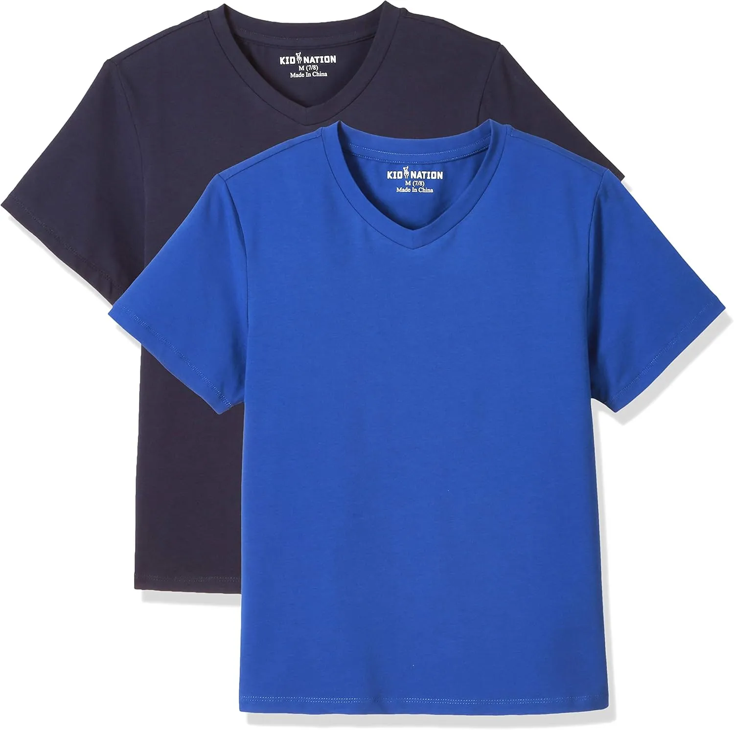 Kid Nation Kids Unisex 2 Packs and 3 Packs Soft Cotton with Elastane Short Sleeve V Neck T Shirts 4-12 Years