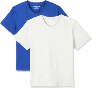 Kid Nation Kids Unisex 2 Packs and 3 Packs Soft Cotton with Elastane Short Sleeve V Neck T Shirts 4-12 Years
