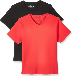 Kid Nation Kids Unisex 2 Packs and 3 Packs Soft Cotton with Elastane Short Sleeve V Neck T Shirts 4-12 Years