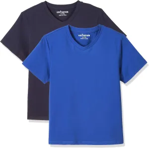 Kid Nation Kids Unisex 2 Packs and 3 Packs Soft Cotton with Elastane Short Sleeve V Neck T Shirts 4-12 Years