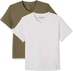 Kid Nation Kids Unisex 2 Packs and 3 Packs Soft Cotton with Elastane Short Sleeve V Neck T Shirts 4-12 Years