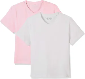 Kid Nation Kids Unisex 2 Packs and 3 Packs Soft Cotton with Elastane Short Sleeve V Neck T Shirts 4-12 Years