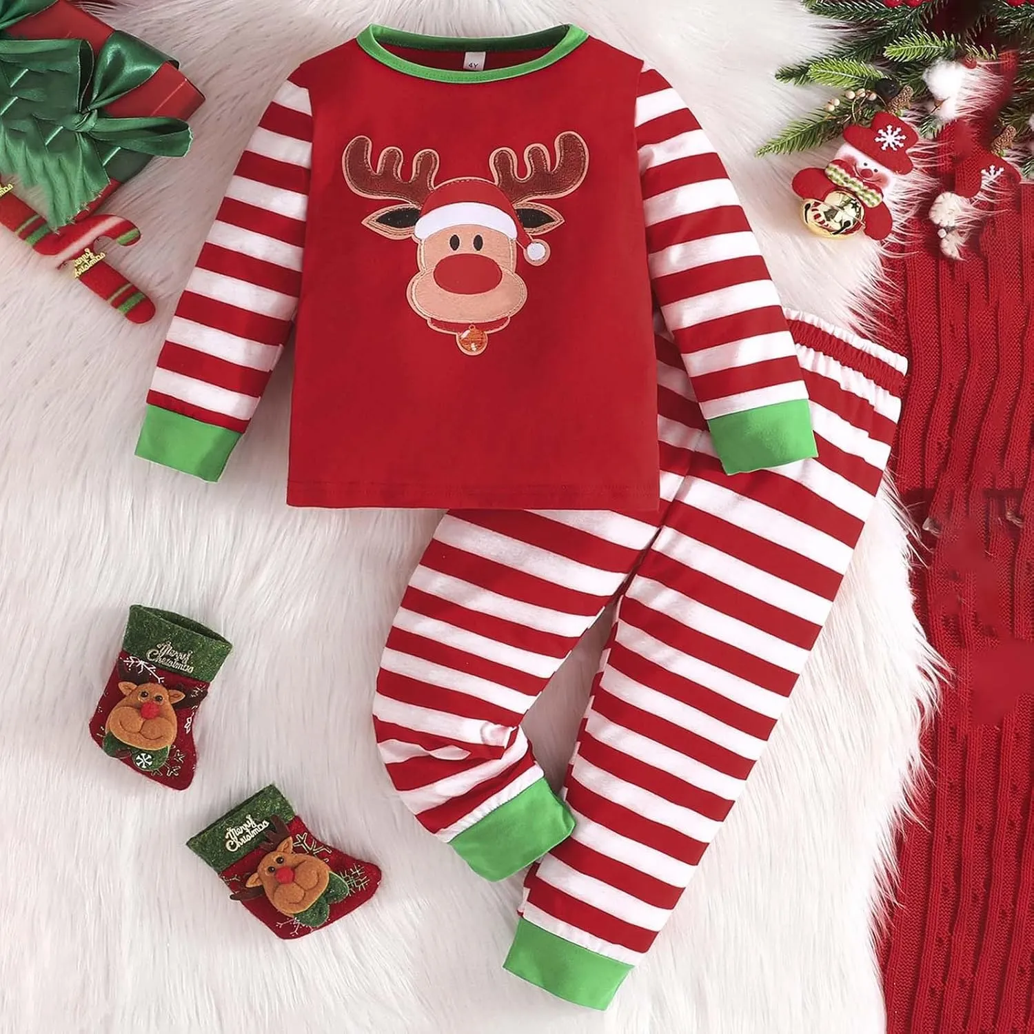 Kids Boys Girls Pajama Sets Christmas 2 Piece Long Sleeve Sleepwear toddler fall clothes boy