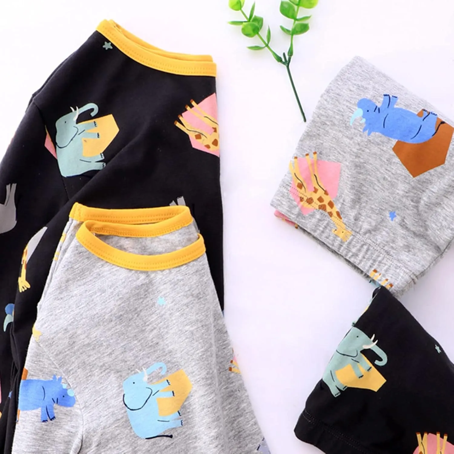 Kids Boys' Long Sleeve Cotton ajamas Set Toddler Baby Cute Animals Slepwear js Loungwear Fall Outfits 2 Piece