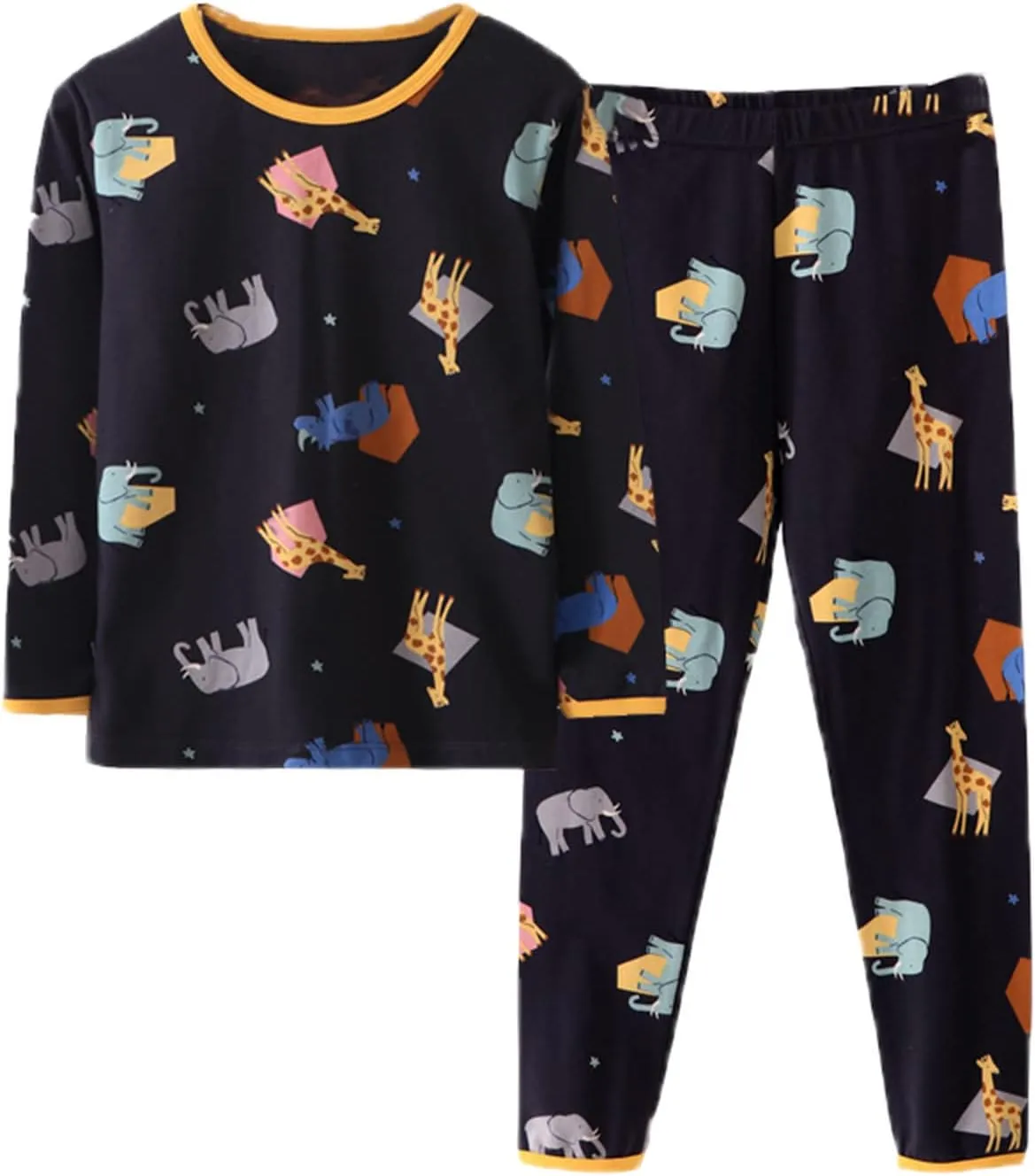 Kids Boys' Long Sleeve Cotton ajamas Set Toddler Baby Cute Animals Slepwear js Loungwear Fall Outfits 2 Piece
