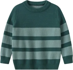 Kids Boys Long Sleeve Sweater Knit Crewneck Pullover Striped Sweater Sweatshirts Pullover Jumper Fall Winter