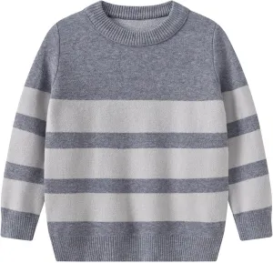 Kids Boys Long Sleeve Sweater Knit Crewneck Pullover Striped Sweater Sweatshirts Pullover Jumper Fall Winter