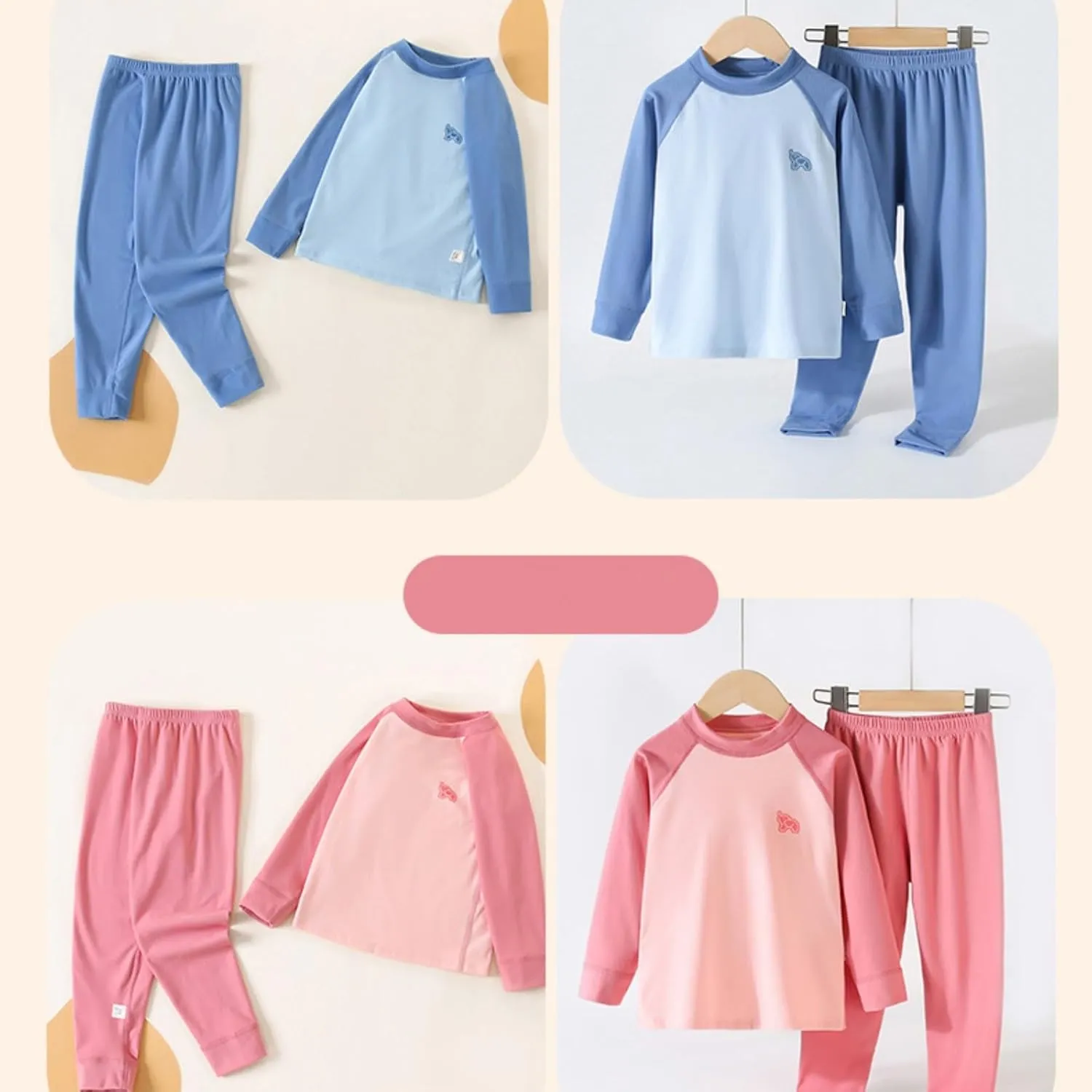 Kids Cotton aamas Set Boys Girls Long Sleeve Holiday js Color Block leepwear oungeear Toddler ightown