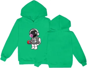 Kids Cute Astronaut Graphic Hoodie Boy Girl 2 Hooded Sweatshirts Pullover Long Sleeve Tops Toddler Winter Clothes
