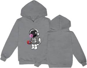 Kids Cute Astronaut Graphic Hoodie Boy Girl 2 Hooded Sweatshirts Pullover Long Sleeve Tops Toddler Winter Clothes