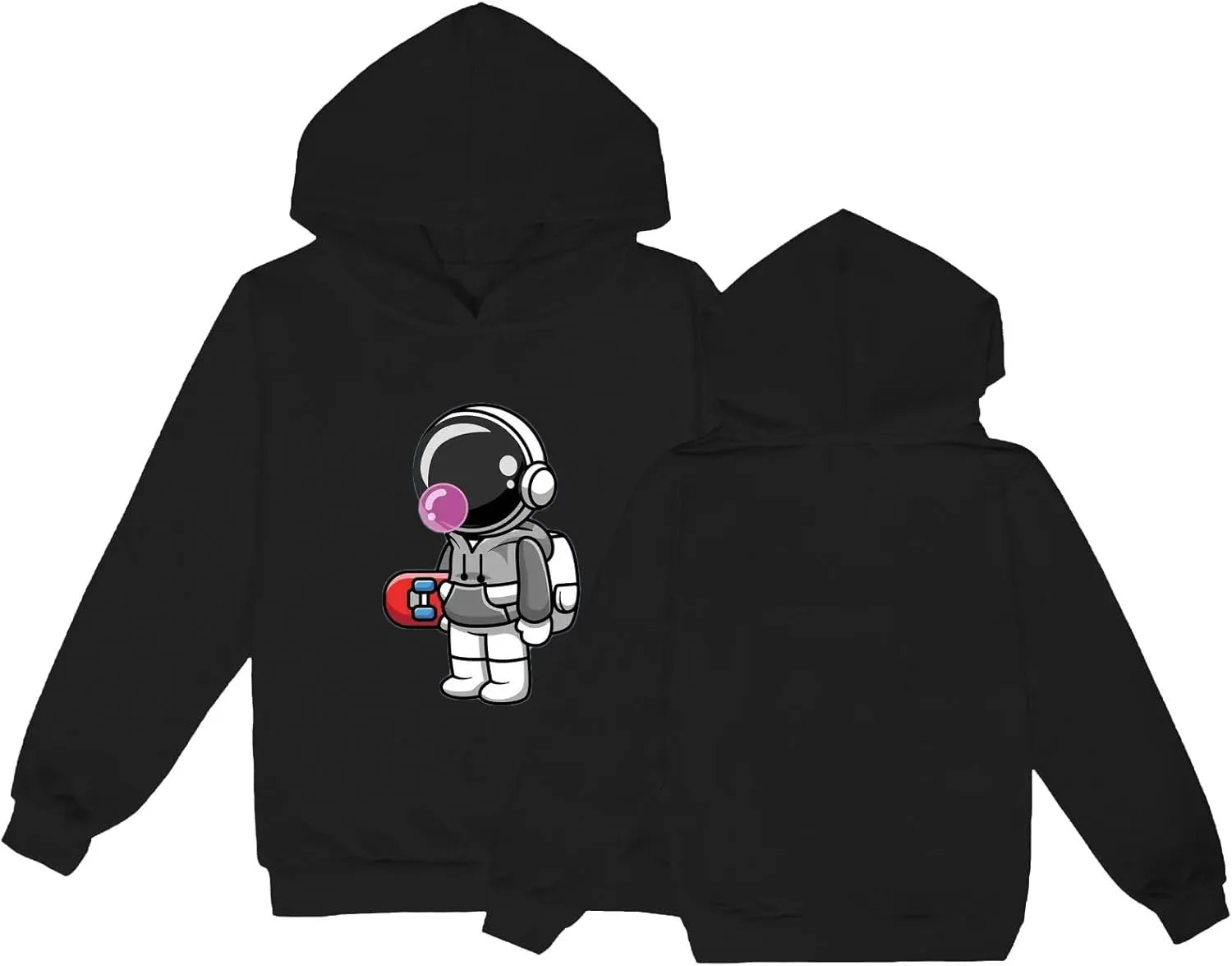 Kids Cute Astronaut Graphic Hoodie Boy Girl 2 Hooded Sweatshirts Pullover Long Sleeve Tops Toddler Winter Clothes