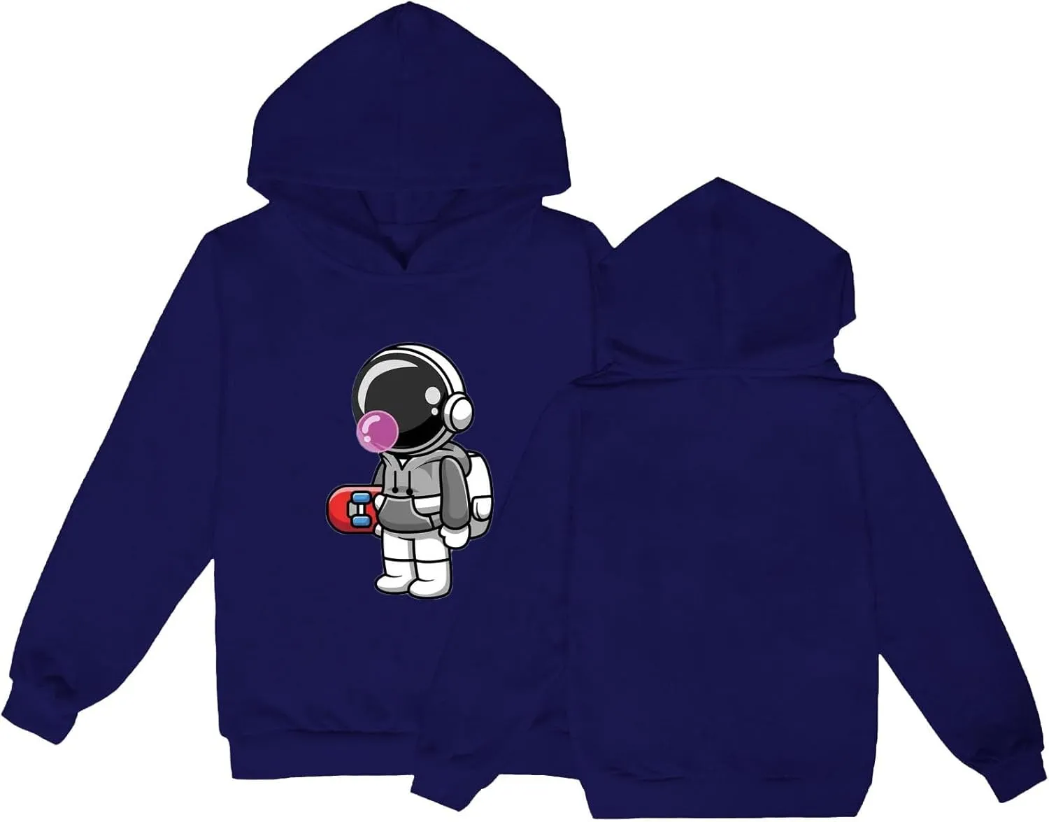 Kids Cute Astronaut Graphic Hoodie Boy Girl 2 Hooded Sweatshirts Pullover Long Sleeve Tops Toddler Winter Clothes