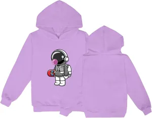 Kids Cute Astronaut Graphic Hoodie Boy Girl 2 Hooded Sweatshirts Pullover Long Sleeve Tops Toddler Winter Clothes